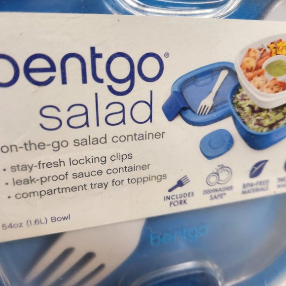 New Bentgo Salad 4 Compartment Bento Style Leak-Resistant Lunch Box Blue BPAFree - Picture 2 of 10
